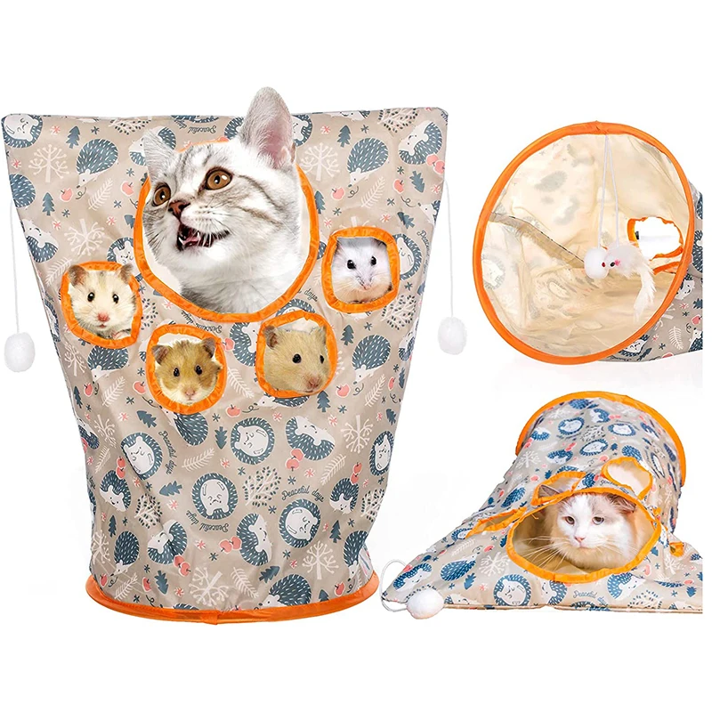

Туннель для кошек Bag, туннель для домашних животных, котят, маленькая животная, игрушка для кошек, интерактивные игрушки для пазлов, тренировок и бега