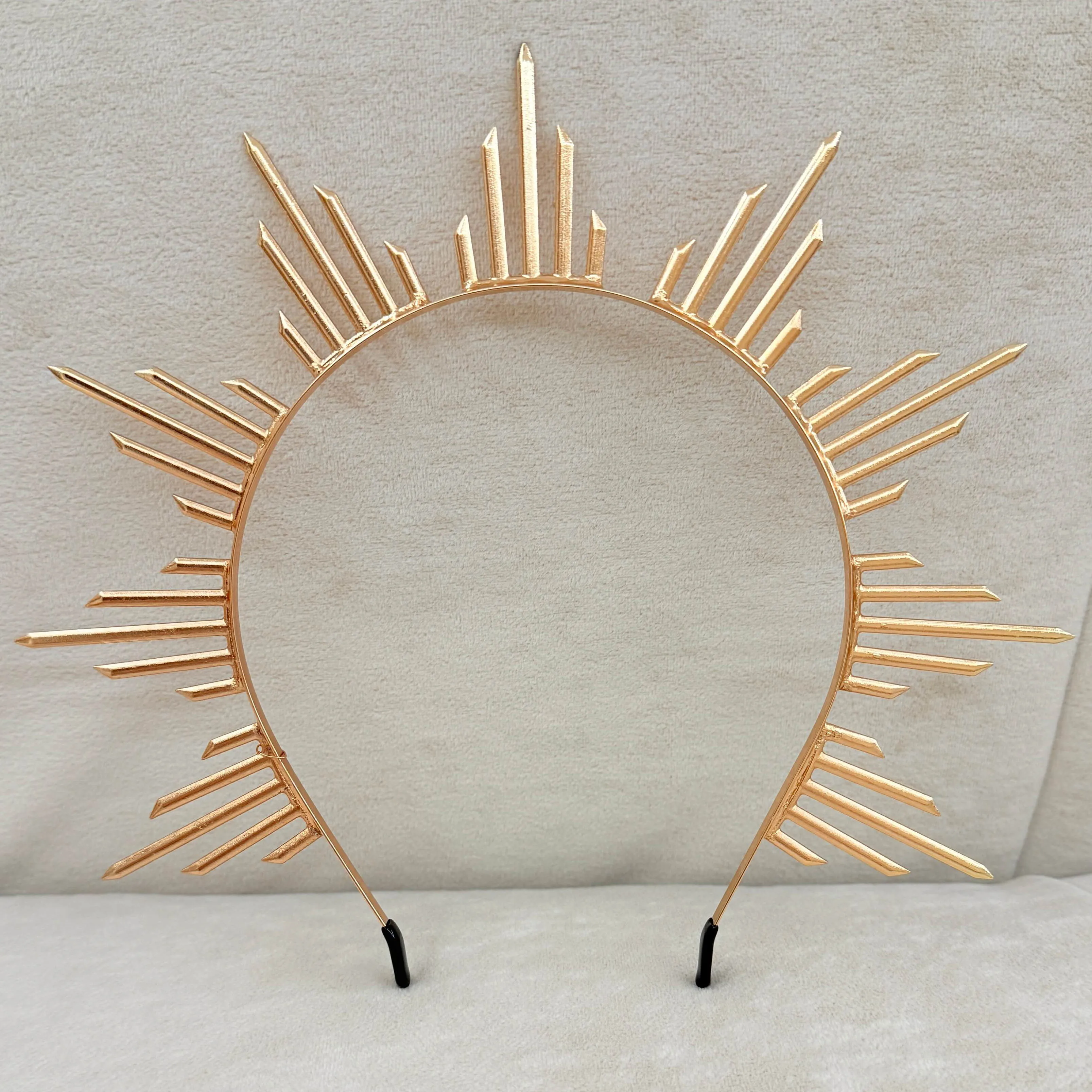 Crown Headband Spiked Zip Tie Halo Crown Sunburst Goddess Headpiece with Crystal DIY Kit Zip Tie Goddess Halo Crown Headpiece Gold Sunburst  main image 3