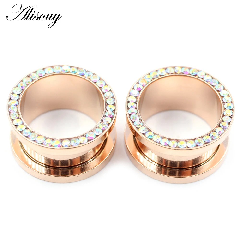 Alisouy Ear Expander Body Piercing Jewelry 2Pcs Stainless Steel Single Flare Flesh Tunnel Ear Plugs 2-31mm Crystal Stretcher piercing jewelry ear piercing jewelry body piercing jewelry body jewelry