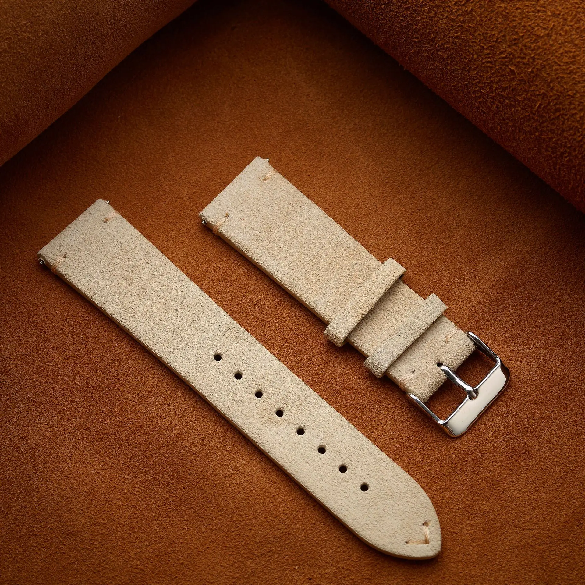 Vintage Handmade Suede Leather Quick Release Watch Strap
