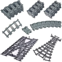 NEW City Trains Flexible Tracks Soft Straight Curved Rails Switch Building Block Creative Models Railways Toys For Kids Gifts 1
