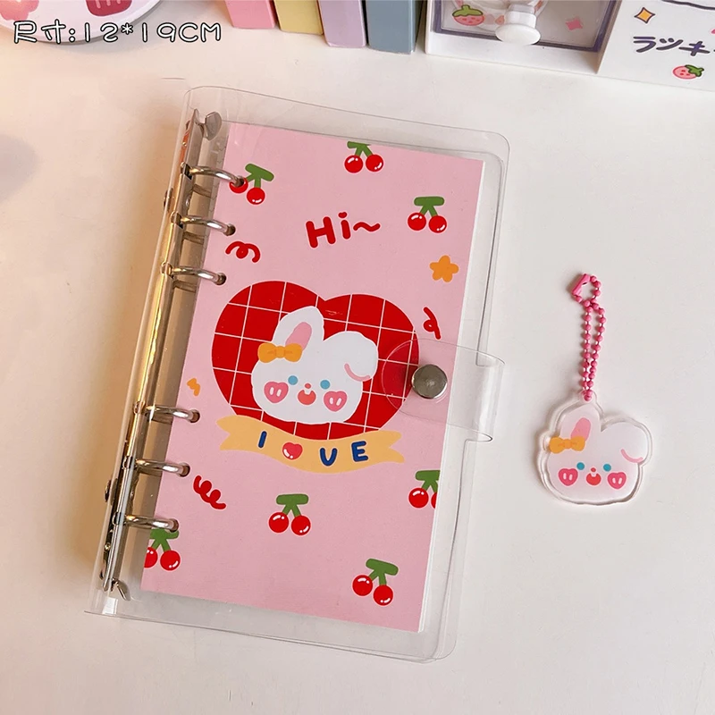 Cahier à reliure Kawaii pour fille, joli carnet de notes à grille et ligne,  Agenda à 6 anneaux en spirale, manuel d'école, nouveau - AliExpress