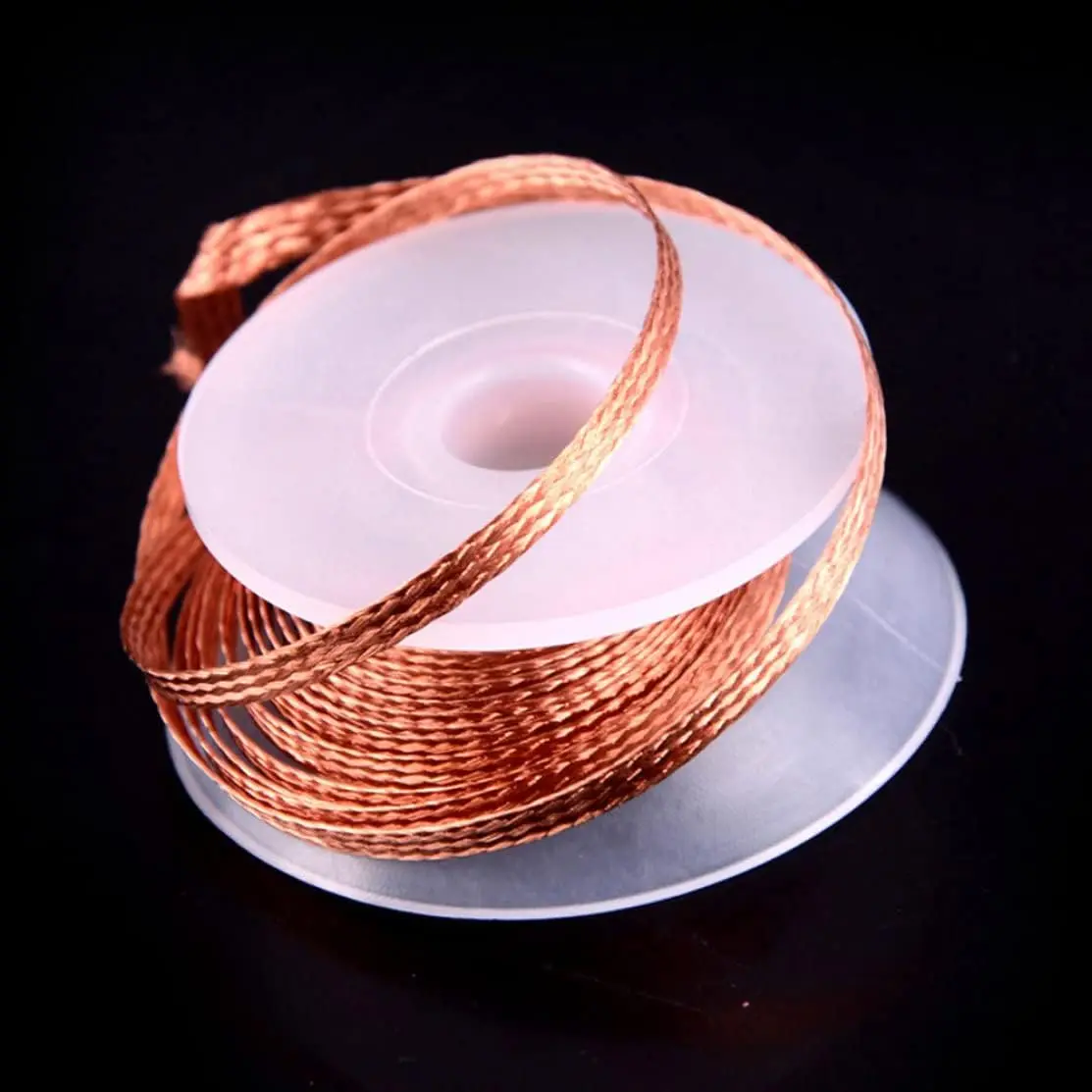 3M 길이 1.5-3.5mm 폭의 납땜 제거 와이어, 납땜 제거 테이프, PCB 및 전기 수리용 무세척 납땜 제거 와이어