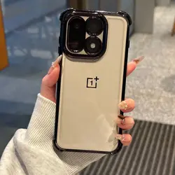 Electroplated Transparent Case with Four - Corner Stand and Magnetic Back Cover - OnePlus Ace 3 Pro (Black)