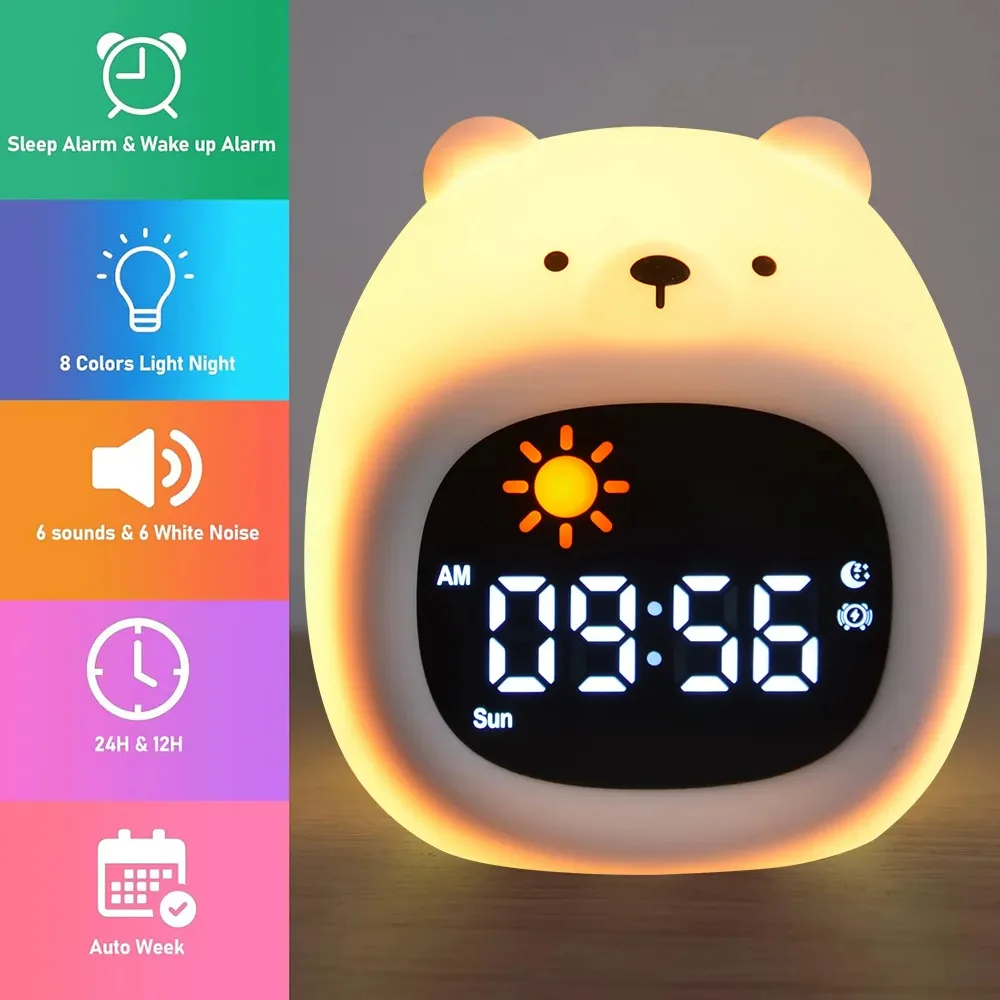Cartoon animal pat-pat stress relief color-changing night light auxiliary sleep soothing light sleepy LED alarm clock light 2