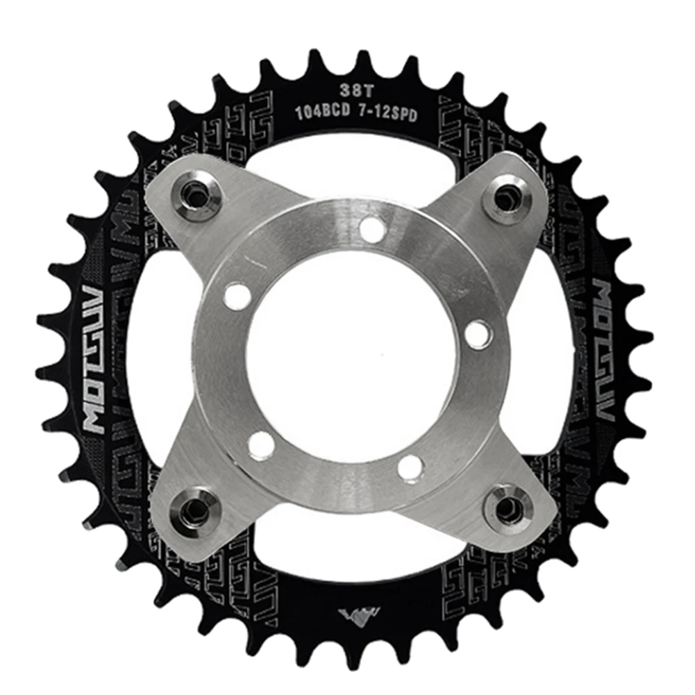 

MOTSUV E-Bike Crankset 104BCD 38T Chainring Adapter Kit Black