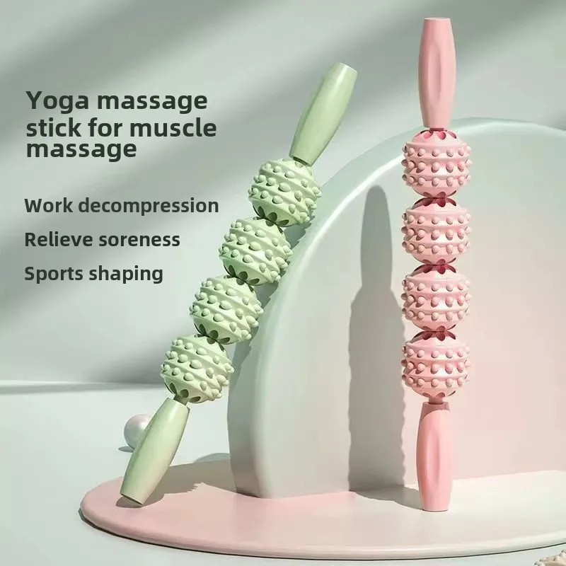 Massage Stick Roller Calf Muscle Massage Roller Cervical Neck Shoulder Back Muscle Relaxer Yoga Wolf Teeth Stick