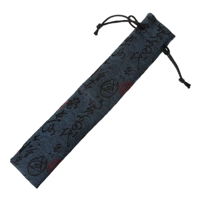 Chinese Calligraphy Style Decorative Folding Hand Fan Bag Dustproof Holder Protector Pouch Case Cover Gifts