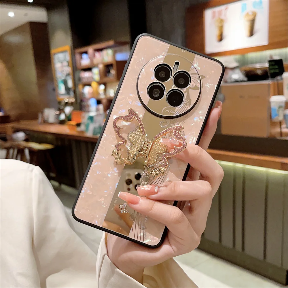 TYBOMB paillettes papillon métal pour Huawei Mate 50 Honor 60 70 Nova 9 Pro antichoc porte-anneau étui brillant_voghion.com