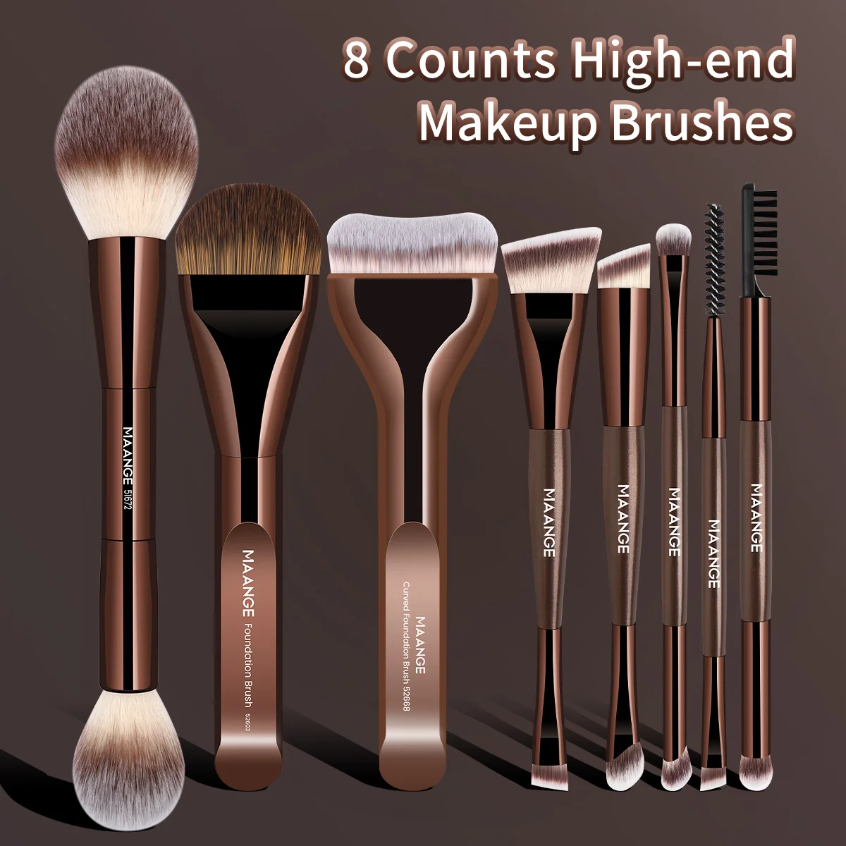 MAANGE 8pcs Ultra-Soft Durable Foundation Brush Flat Lip Eyeshadow Eyeliner Powder Brushes for Concealing Blended Buffing Makeup