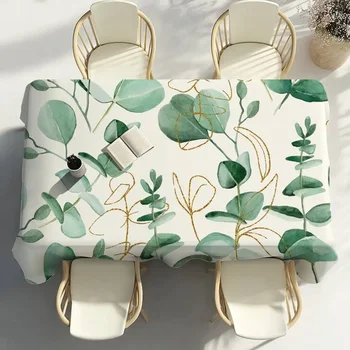 Watercolor Eucalyptus Flowers Table Cloth Party Decor Dining Room Home Kitchen Patios Waterproof Stain-Proof Table Cloth 1