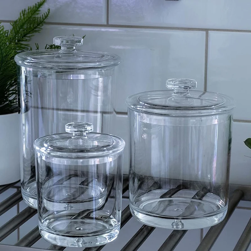 2x Transparente Acryl-Wattestäbchenhalter – Spender Mit Deckel, 7x11 Cm, Für Badezimmer & Organisation