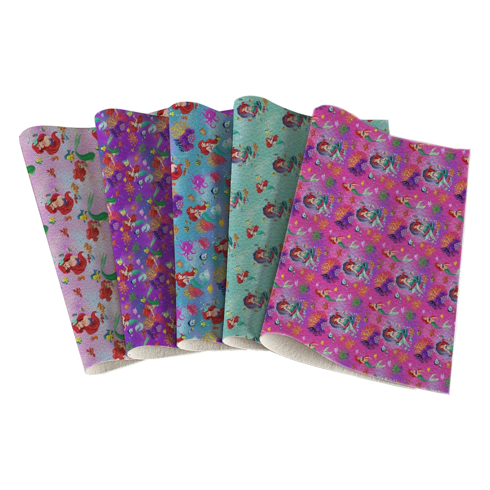 

Lychee Pattern Disney Mermaid Girl with Fishtail Pattern Synthetic Leatherette Faux Leather for Handbag Shoes Craft 22X30CM