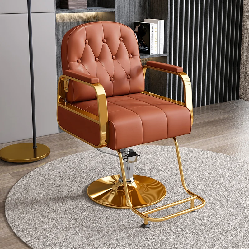 luxury aesthetic barber chairs equipment barbershop beauty makeup barber chairs reception adjustable sillas furniture qf50bc Esthetician Salon Barber Chairs Beauty Barbershop Aesthetic Metal Barber Chairs Cosmetic Sillas De Barberia Modern Furniture