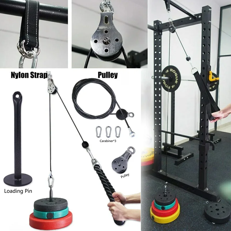 

Heavy Duty Fitness LAT Lift Pulley Cable System Steel Rope, Biceps , Triceps Roller home and gym Equipment Cable Replacement