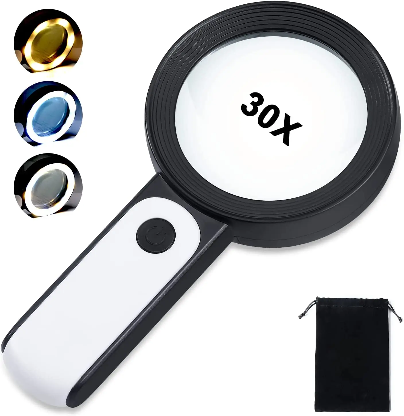 Extra Large Lens Handheld Magnifier Illuminated Magnifying Glass with 10  pieces / 12 pieces LED Light Reading Magnifying Glass