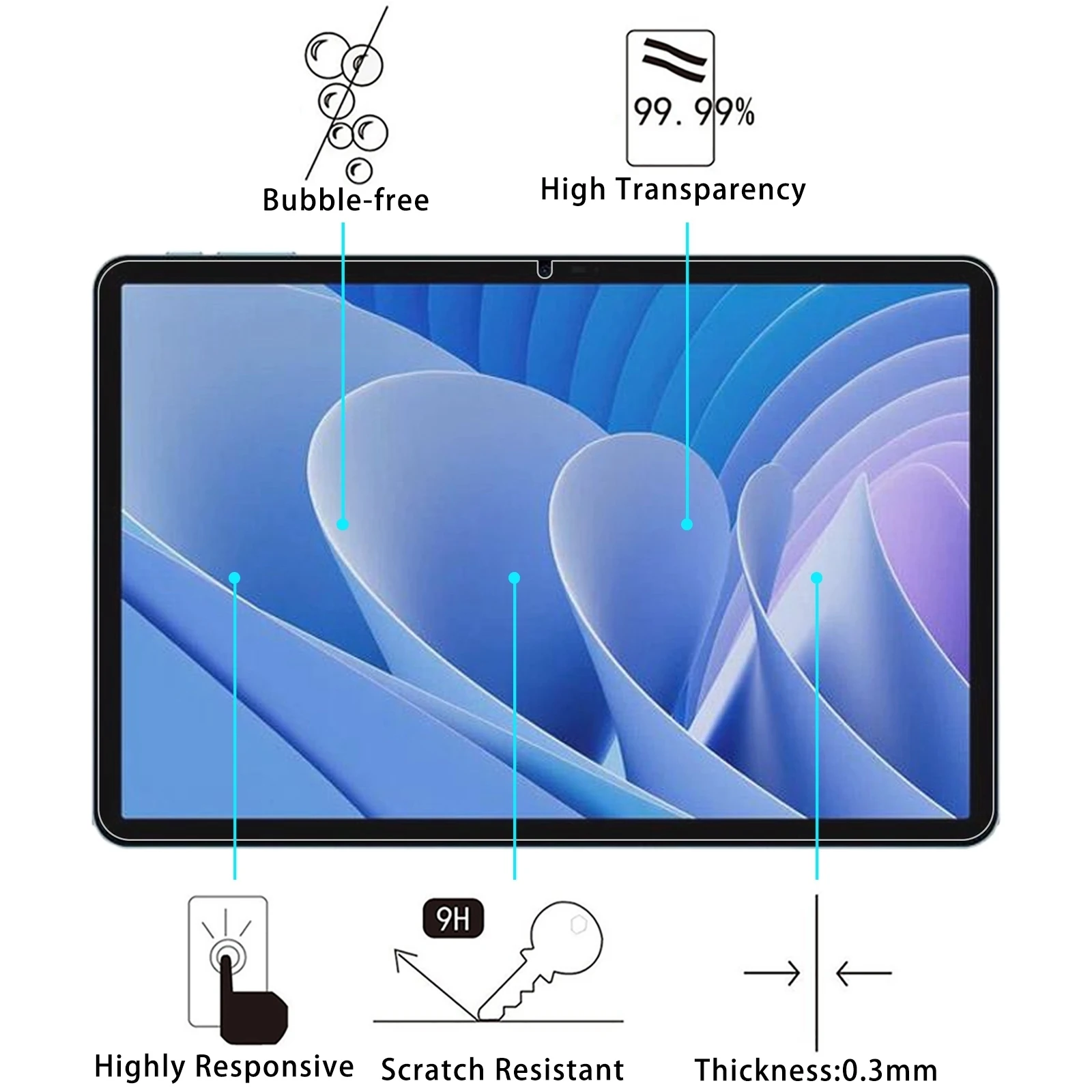 2P Doogee T30 Pro  2 Pièces De Protection D'écran En Verre Trempe Hd Anti Rayures Pour Tablette Doogee T30 Pro~p134279598