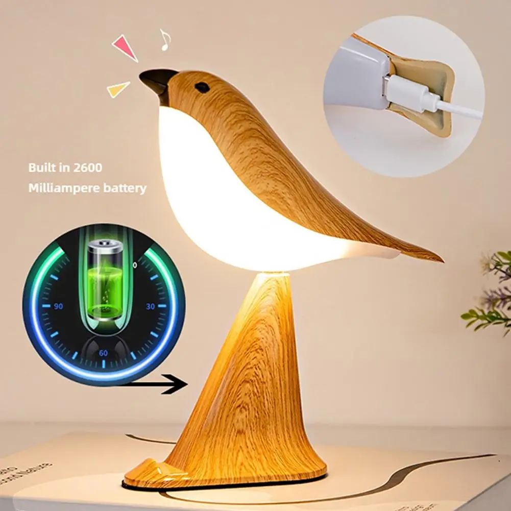 Creative Magpie Table Lamp Aroma USB Charging Adjustable Brightness Bird Table Lamp With Remote Control For Bedroom Phone Stand 5