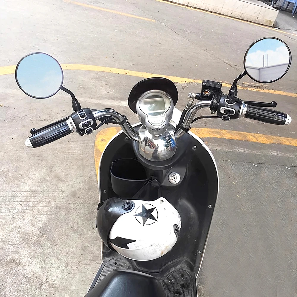 범용 오토바이 라운드 사이드 백미러, 오토바이, 전자 자전거, 스쿠터, 10mm 백미러, 1 쌍