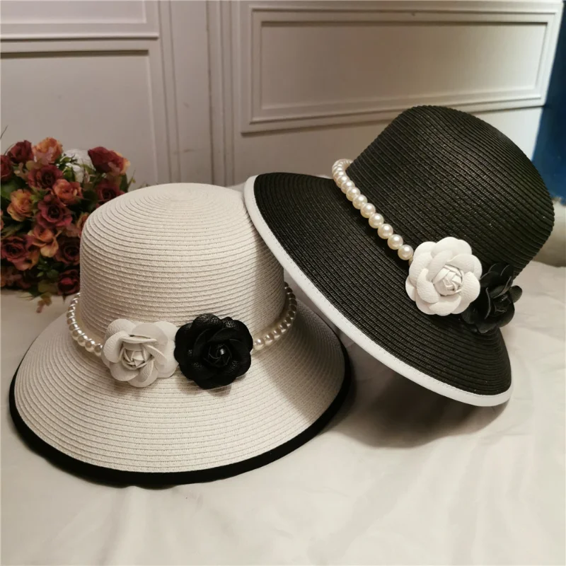 Sombreros de Sol de encaje para mujer, sombrero de playa de ala ancha con  puntos, gasa de encaje,moda coreana, gorra de lujo