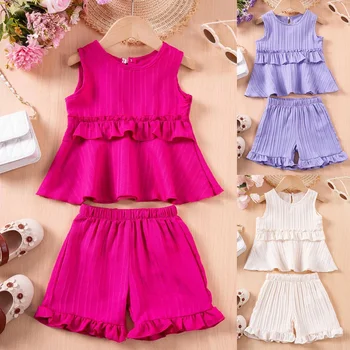 Baby Girl Sleeveless Top & Ruffle Shorts Set 1