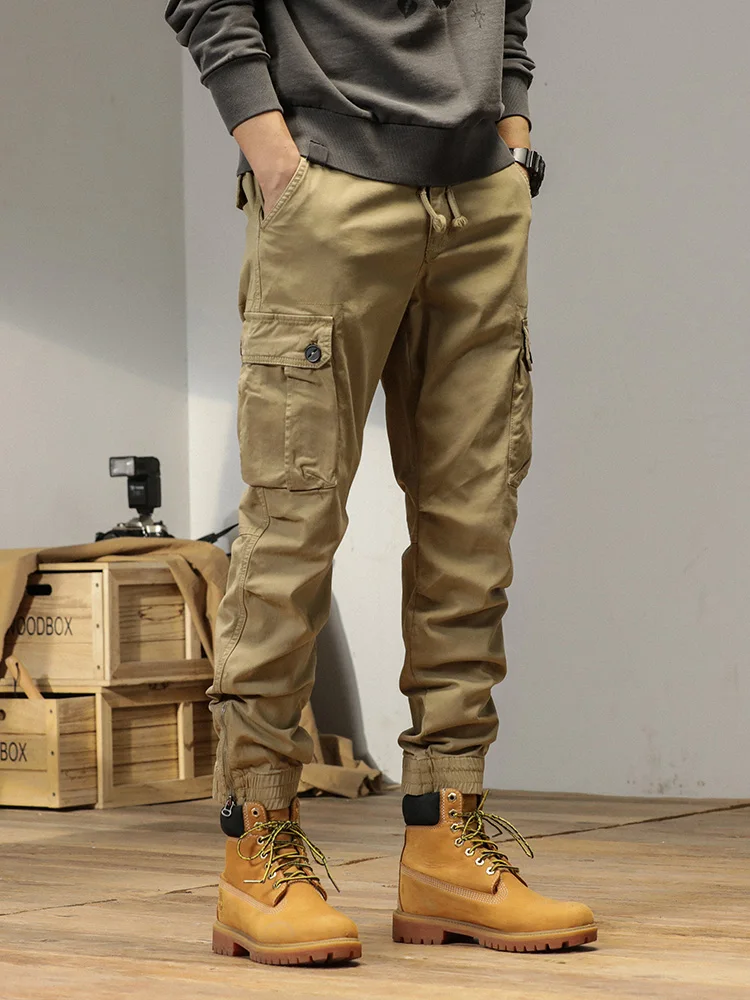 

2023 New Multi-Pockets Spring Summer Cargo Pants Men Streetwear Zipper Leg Skinny Work Joggers Cotton Casual Tactical Trousers