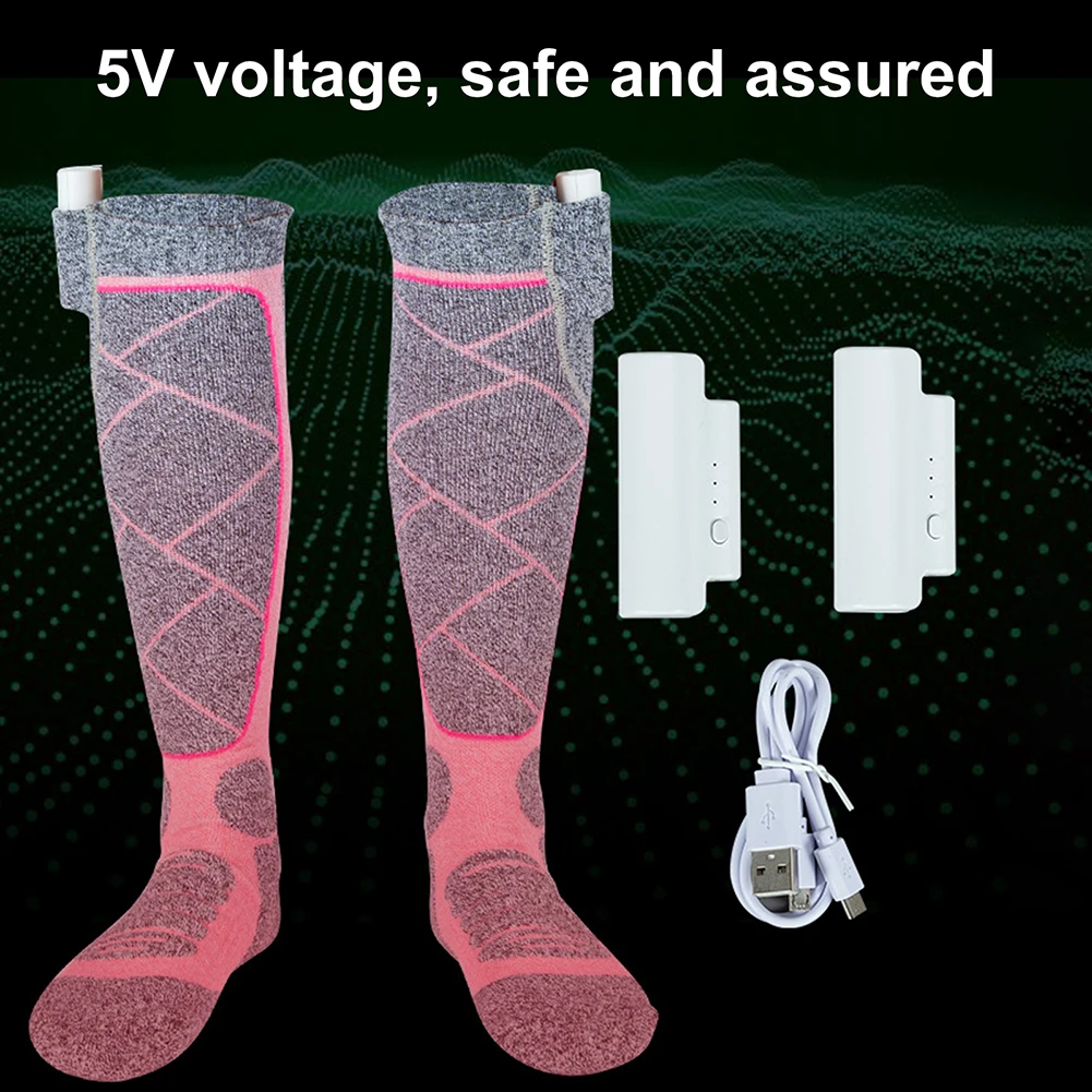 Electric Winter Warm Socks Elastic Comfortable Heating Socks 3 Modes Adjustable Breathable for Fishing Camping for Hiking Skiing