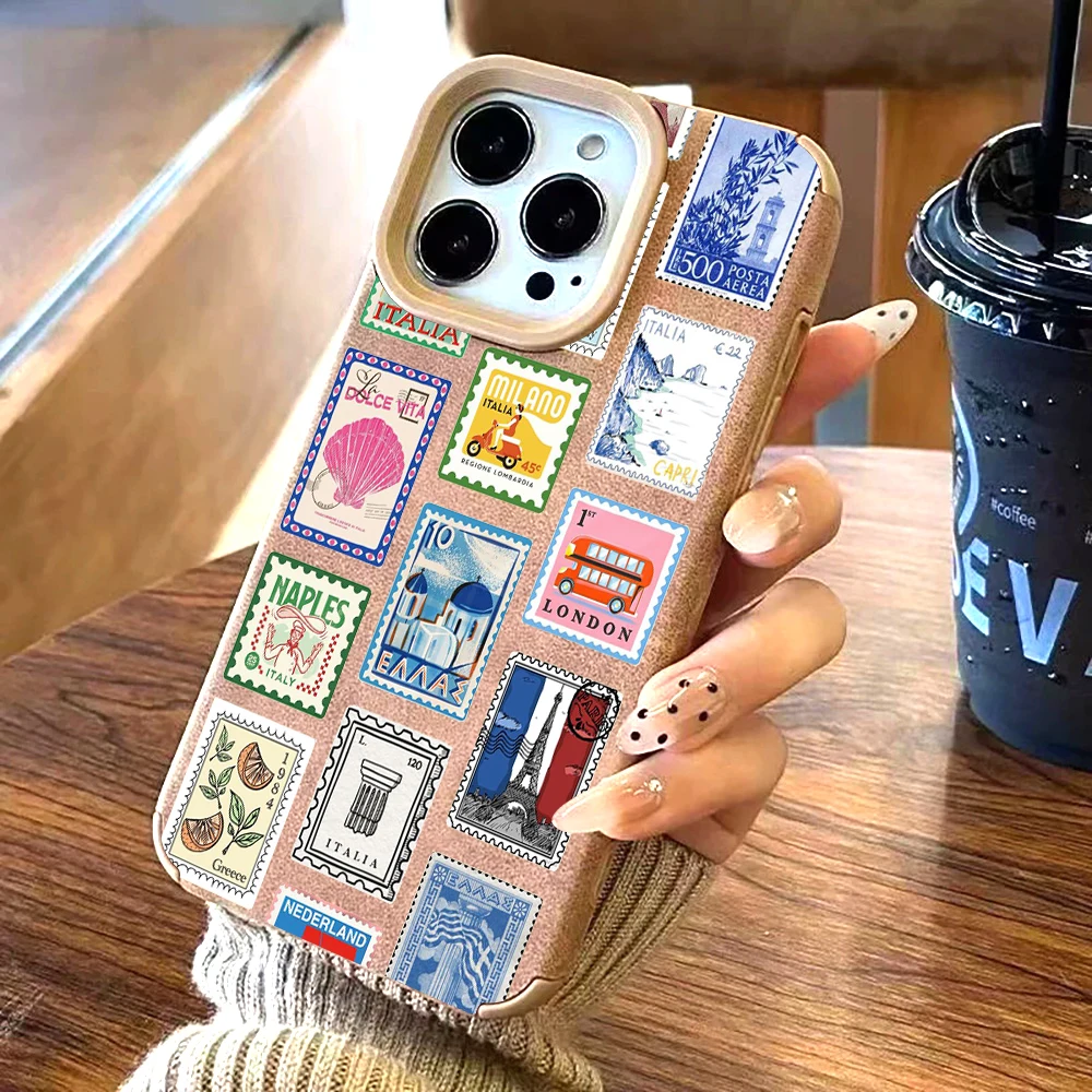 Vintage Leather Soft Bumper Phone Case with Stamped Design