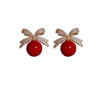 Sparkling Rhinestone Bow Pearl Stud Earrings Light Luxury Fashion Jewelry Women Gifts Wedding Birthday - Image 6