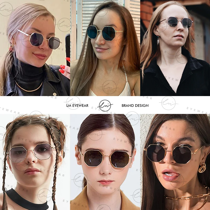 LM Hexagon Small Frame Sunglasses Women Men Polarized Vintage Driving  Glasses Fashion Metal Frame Eyewear UV400 oculos de sol