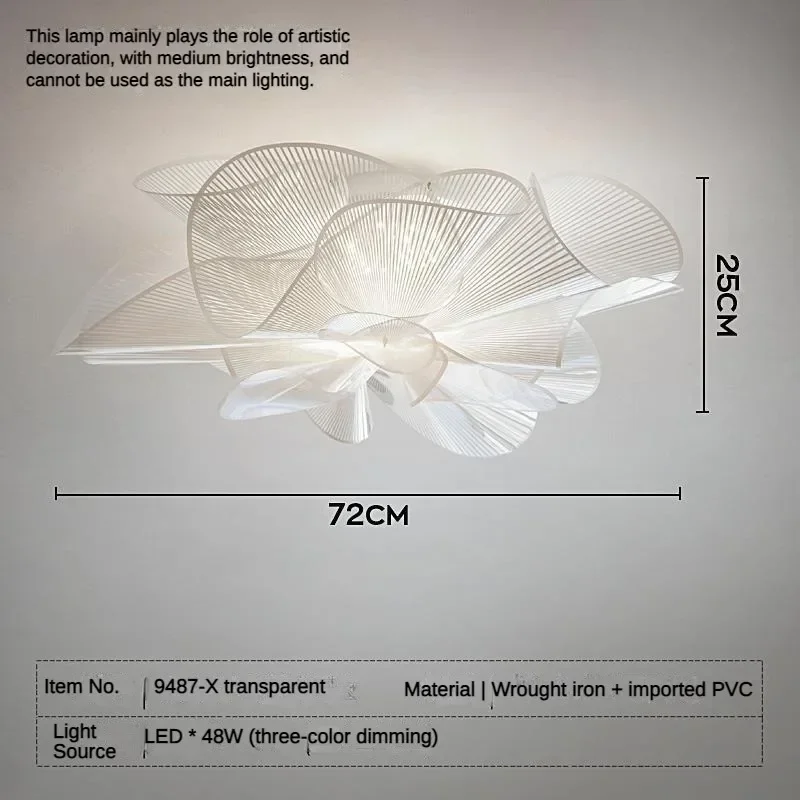 북유럽 클래식 꽃잎 LED 천장 램프 블랙 화이트 PVC 모던 디자이너 샹들리에 침실 식당 홈 데코