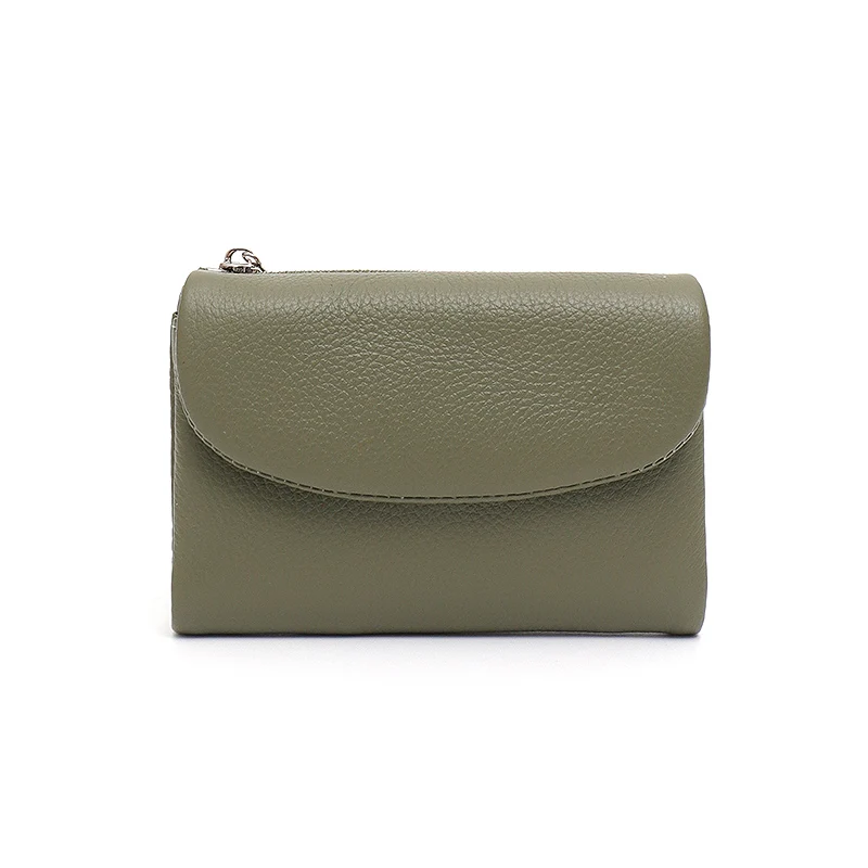 Women's Classic Real Leather Trifold Wallet - Minimalist Design with Coin Purse and Multi-Card Slots