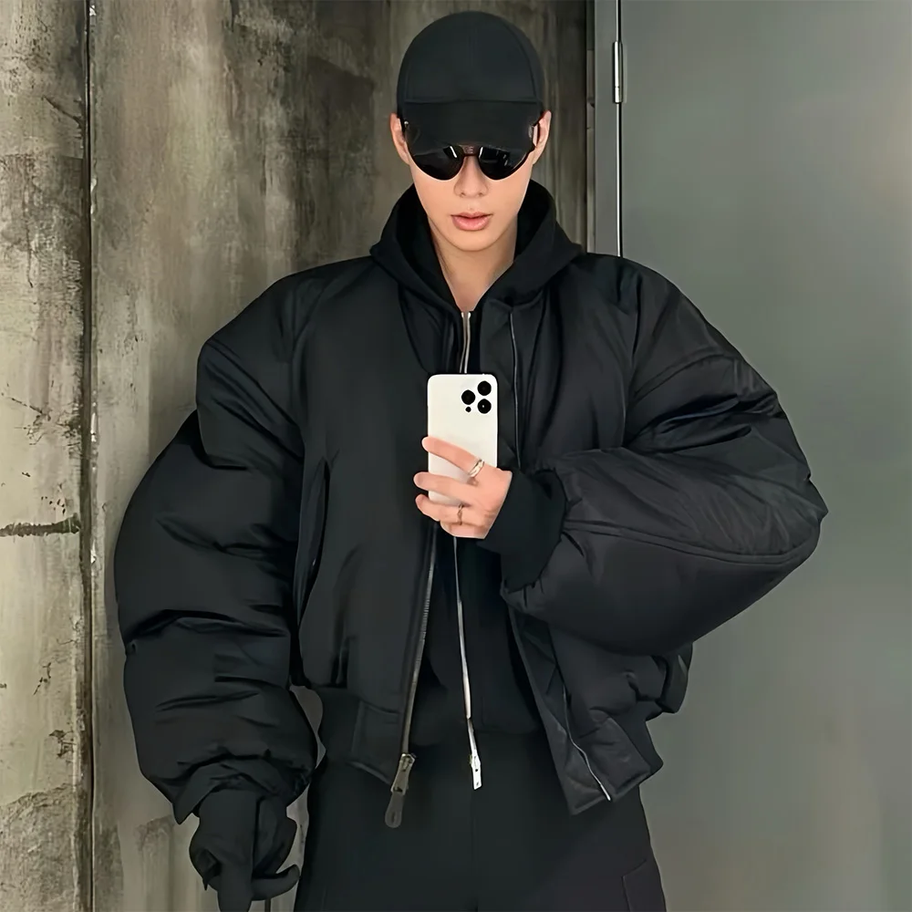 

NIGO Men's Winter Black Short Zipper Pocket Loose Long Sleeve Jacket Ngvp #nigo6865