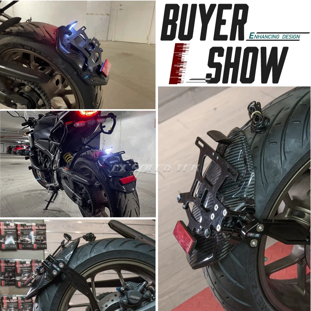 ABS 리어 휠 머드 가드, 혼다 CBR650R CB650R 18-23 CB650F CBR650F 14-17 오토바이 펜더, CNC 번호판 프레임 포함