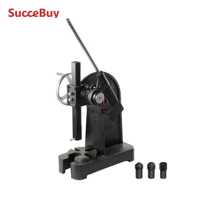 SucceBuy Arbor Press 3T Ratchet Type Arbor Press Leverage with Handwheel Cast Iron Manual Desktop Punch
