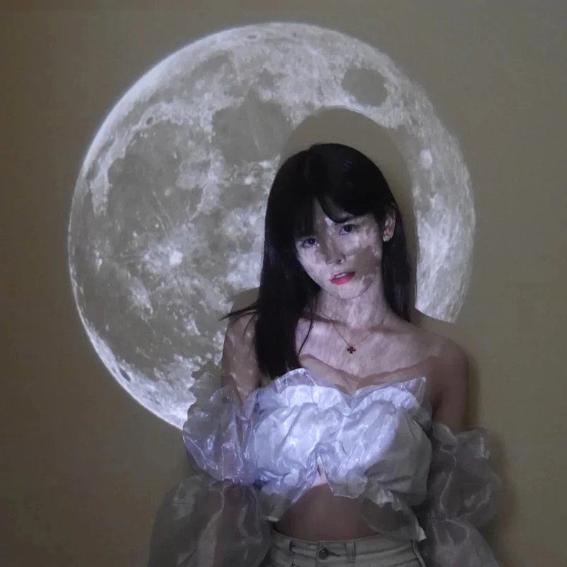 Moon Projection Lamp Background Projector Night Light Photo Prop Wall Lights Bedroom Decor