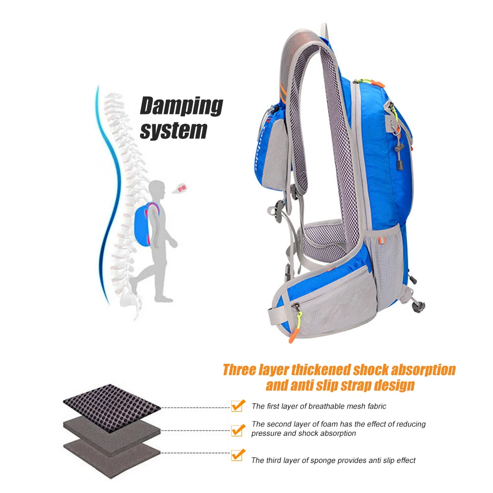Hydration Backpack with Reflective Stripes, Waterproof Helmet, Water Backpack for Running, Hiking, Unisex, 1Pc 4