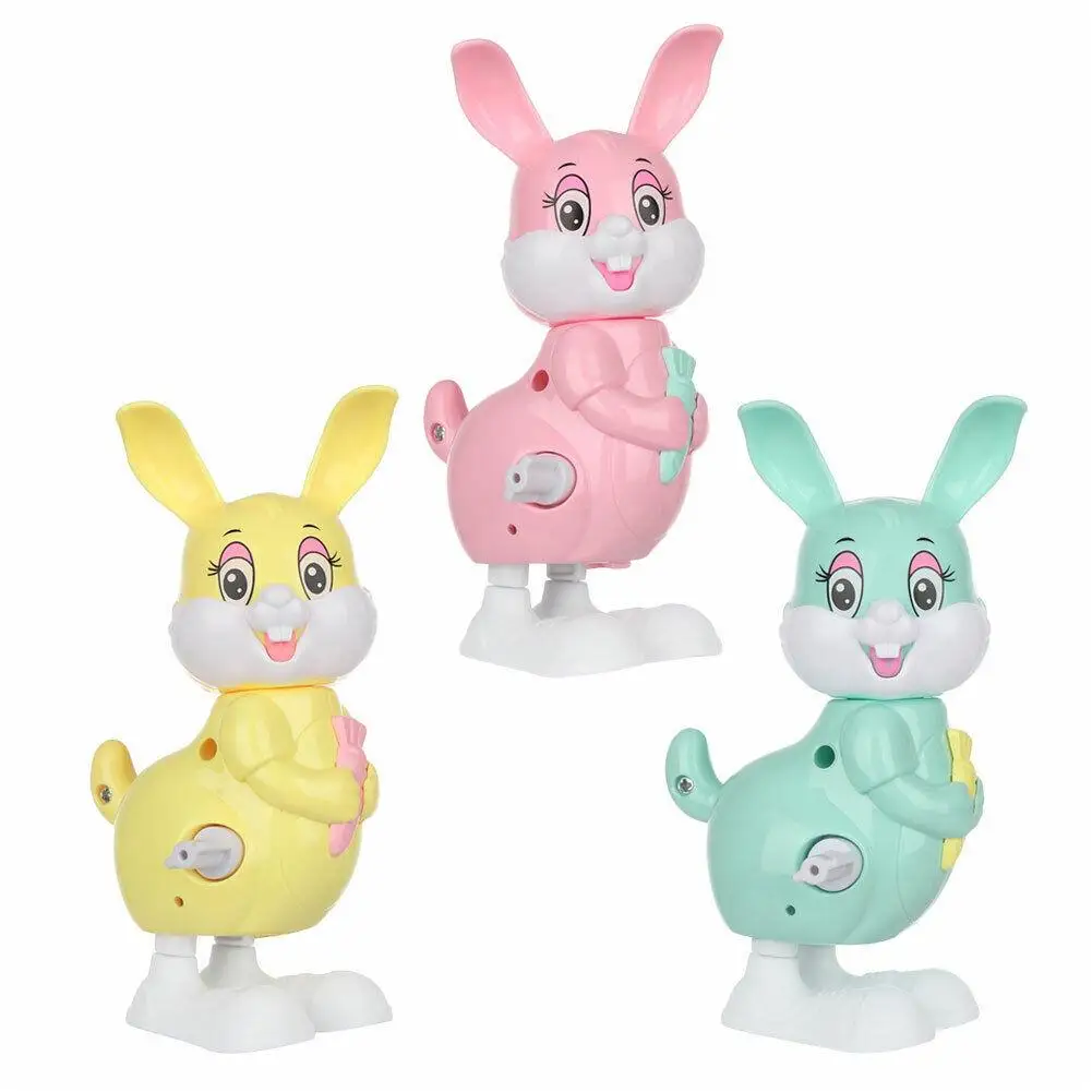 Funny Cartoon Rabbit Wind-Up Clockwork Educational Toy Gift for Kids Clockwork Rabbit Wind Up Toys 1pcs Random Color