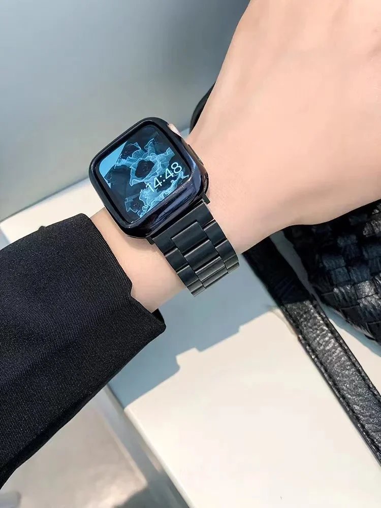 Black Metal Iwatch Metal Band Stainless Steel Black Band For Apple
