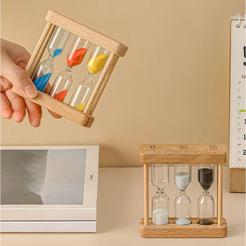 

Creative 1/3/5 Minute Wood Hourglass Timer Sandglass Time Management for Home Kitchen Cooking Game Playing Supplies