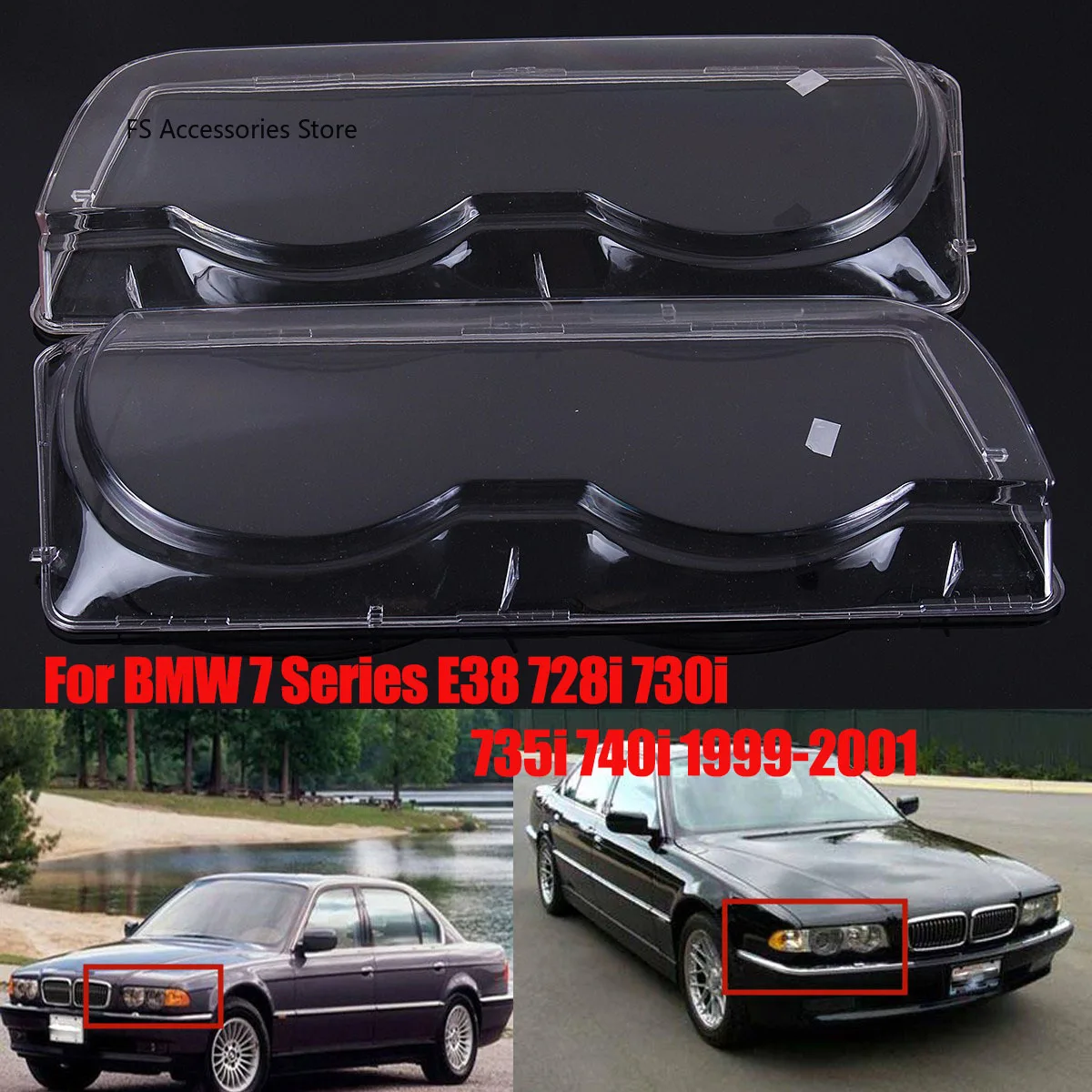 Headlight Cover Headlight Lens Cover Front Left Right Headlight Clear Lens Cover For BMW E38 728i 730i 735i 740i 1999 2000 2001