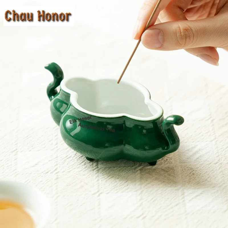 Emerald Green Ceramic Incense Holder Boutique Incense Waterfall Incense Burners Consecrate Censer Yoga Supplies Ornaments Gift