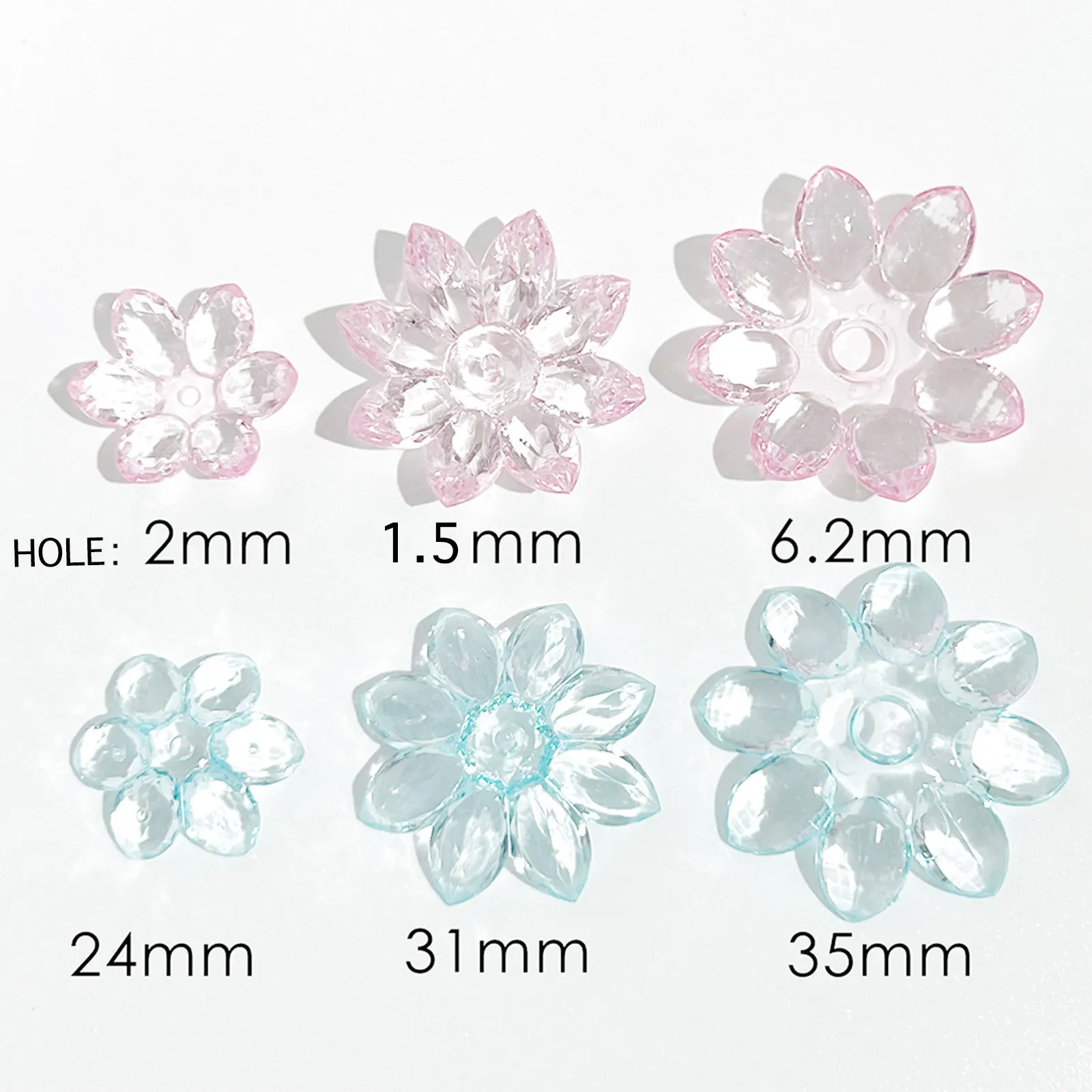 Transparent Crystal Lotus Flower Beads For Jewelry Making DIY Decorations Earrings Wedding Dress Ornaments Hair Pin Accessories glass beads stone beads