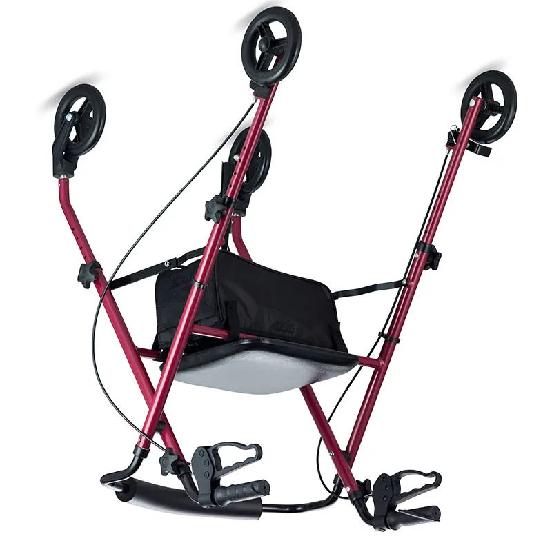 4 Wheels Rollator Red Folding Aluminum Frame, GetGo Rollator Walker with Padded Seat with 8" Wheels and Brakes, 350lbs. Capacity 3