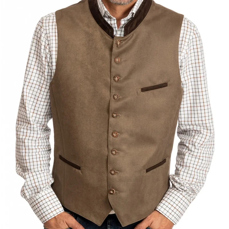 Men Vest Army Green With Collar Casual Business With Waistcoat For Wedding Groomsmen Banquet Work Set Men Vest 5