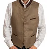 Men Vest Army Green With Collar Casual Business With Waistcoat For Wedding Groomsmen Banquet Work Set Men Vest 5