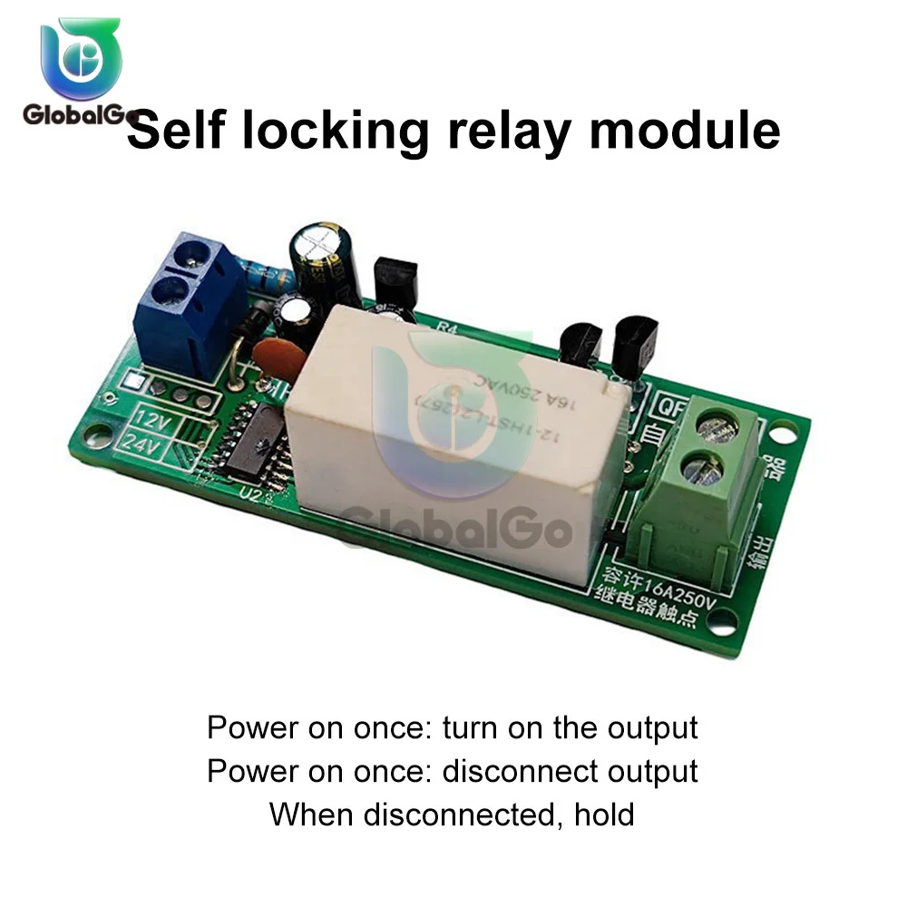 

DC 10V-28V Wide Voltage 16A 1-way Self-locking Relay Module With Power Supply Reverse Protection Function