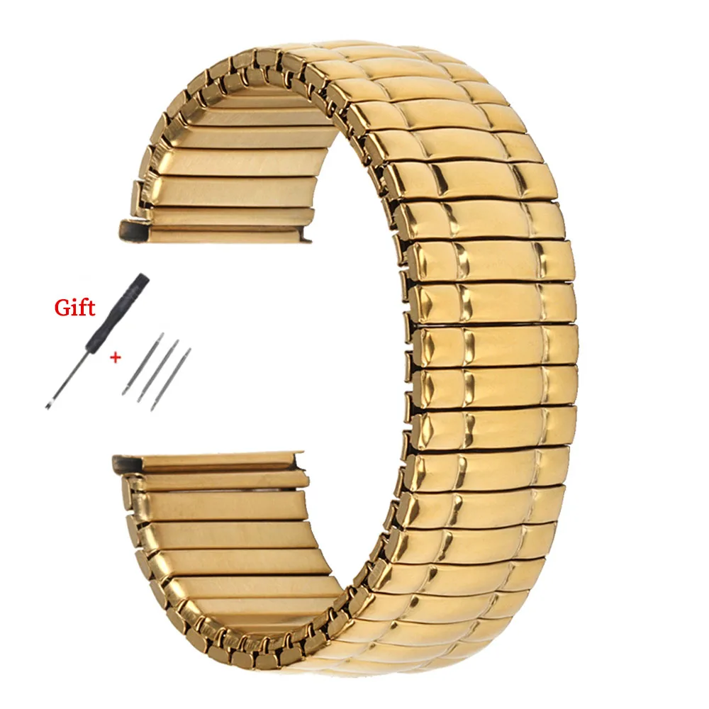 Stainless Steel Elastic Stretch Bracelet Strap - Silver & Gold