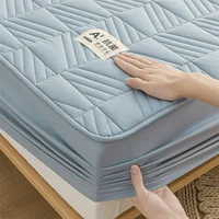 Cotton Mattress Cover Thickened Pad Breathable Soft Bed Cover Bed Linen Elastic Fitted Sheet for Single Double Queen King Beds 6