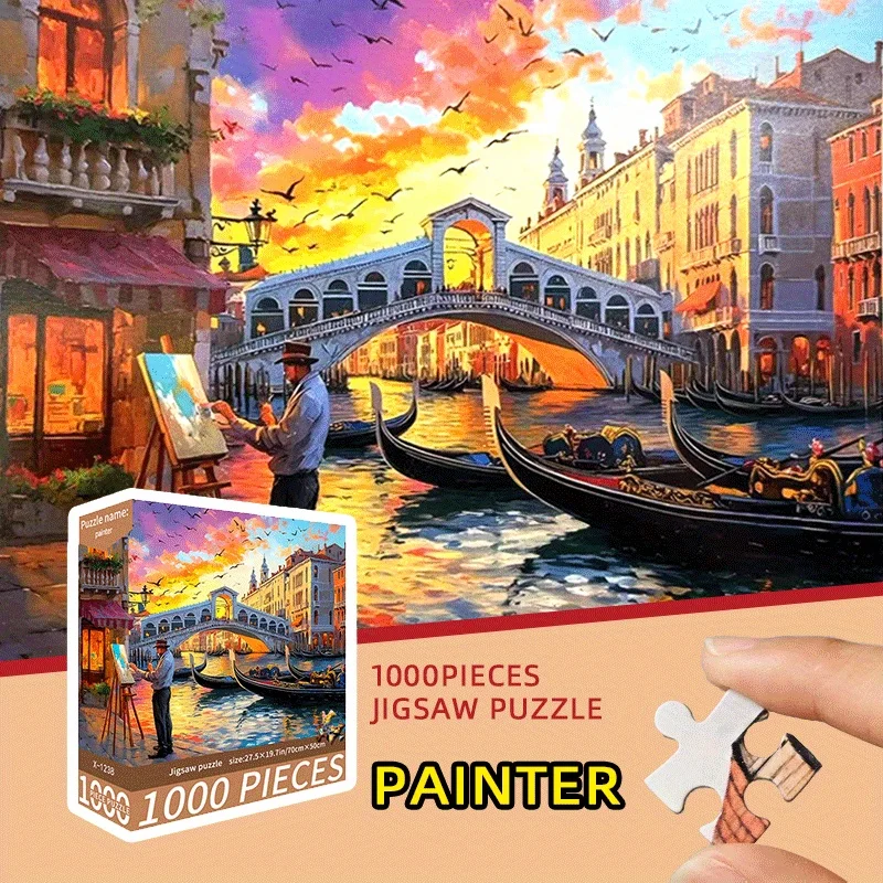 1000 peças quebra-cabeça de pintura de artista de veneza-27x20 ...